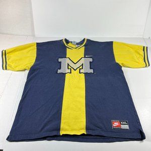 VTG 90s NIKE Michigan Wolverines Shirt Adult Extra Extra Large Blue Short Sleeve